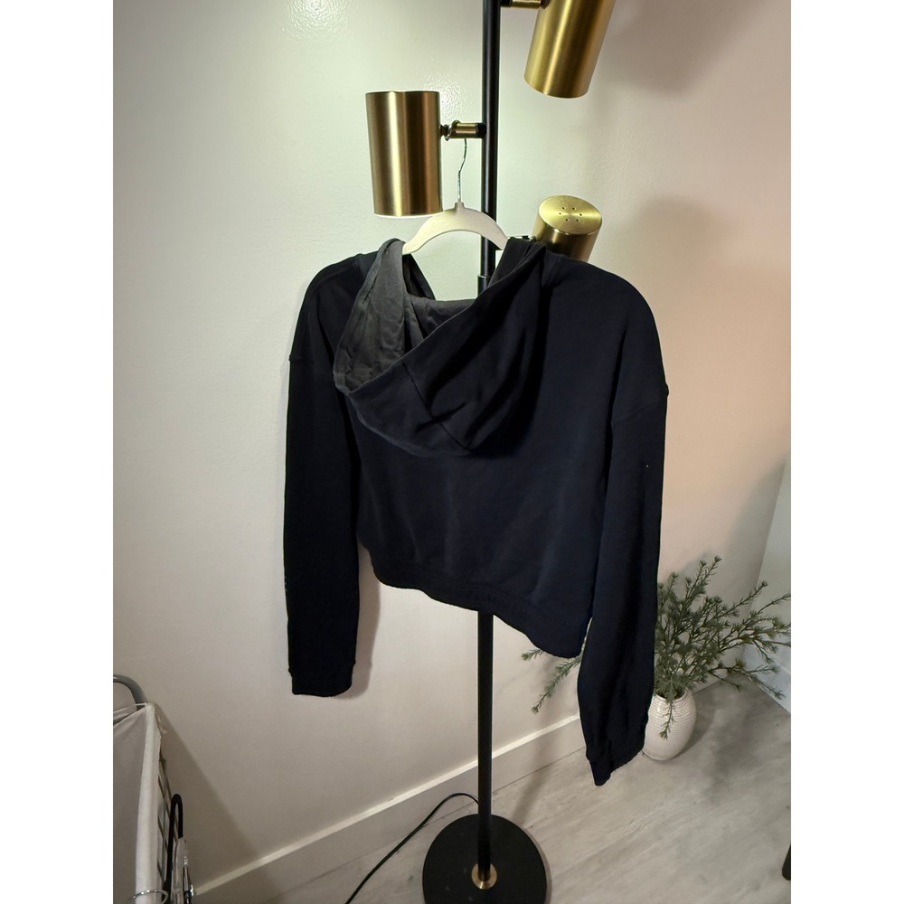 Acta crop hoodie LG black athleisure luxury slow fashion LA designer luxe gym ec - Picture 4 of 7